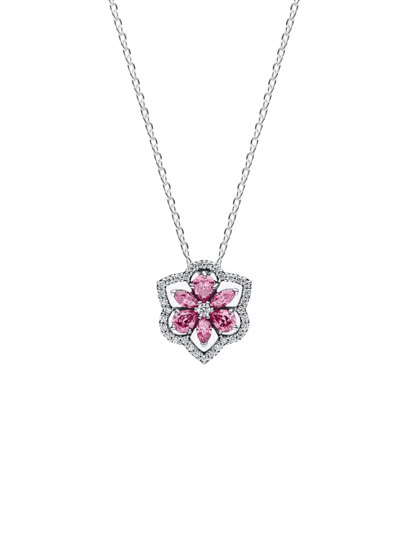 Collar Herbario Flor Rosa Brillante