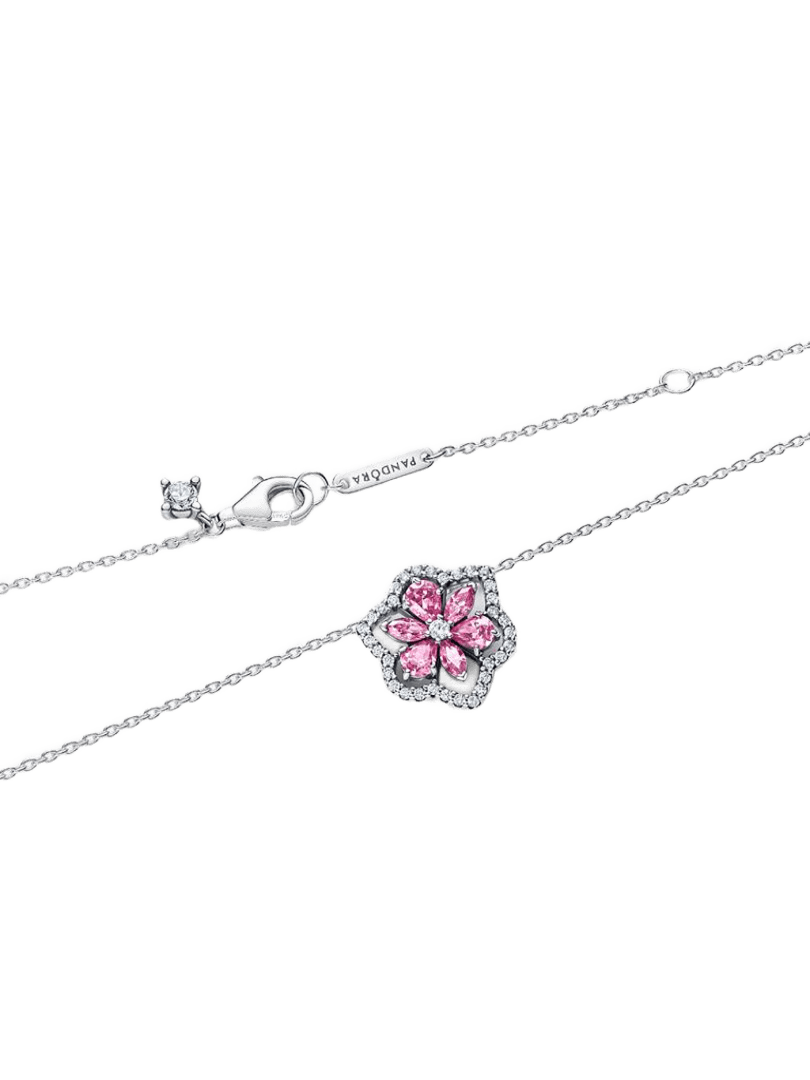 Collar Herbario Flor Rosa Brillante