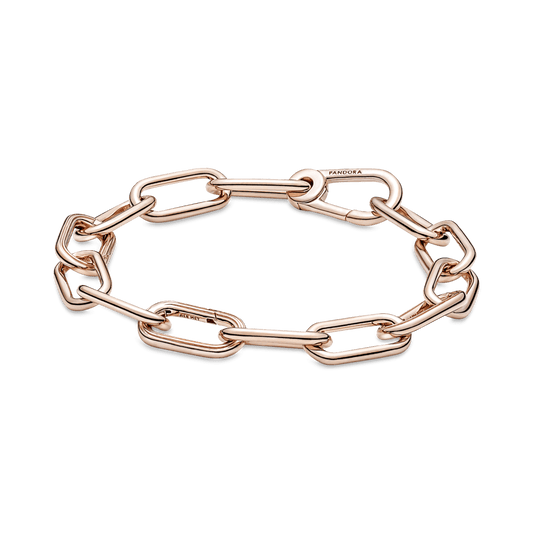Brazalete De Cadena De Eslabones Tres Conectores Recubrimiento en Oro Rosa De 14K Pandora Me
