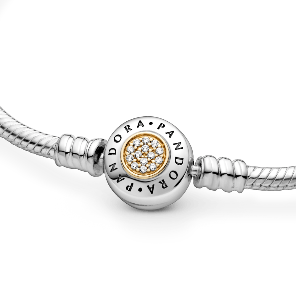 Brazalete Pandora Moments cadena de serpiente con broche con logotipo Dos Tonos