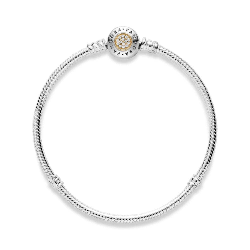 Brazalete Pandora Moments cadena de serpiente con broche con logotipo Dos Tonos