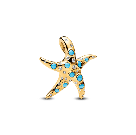 Charm Colgante Estrella de Mar Azul Brillante