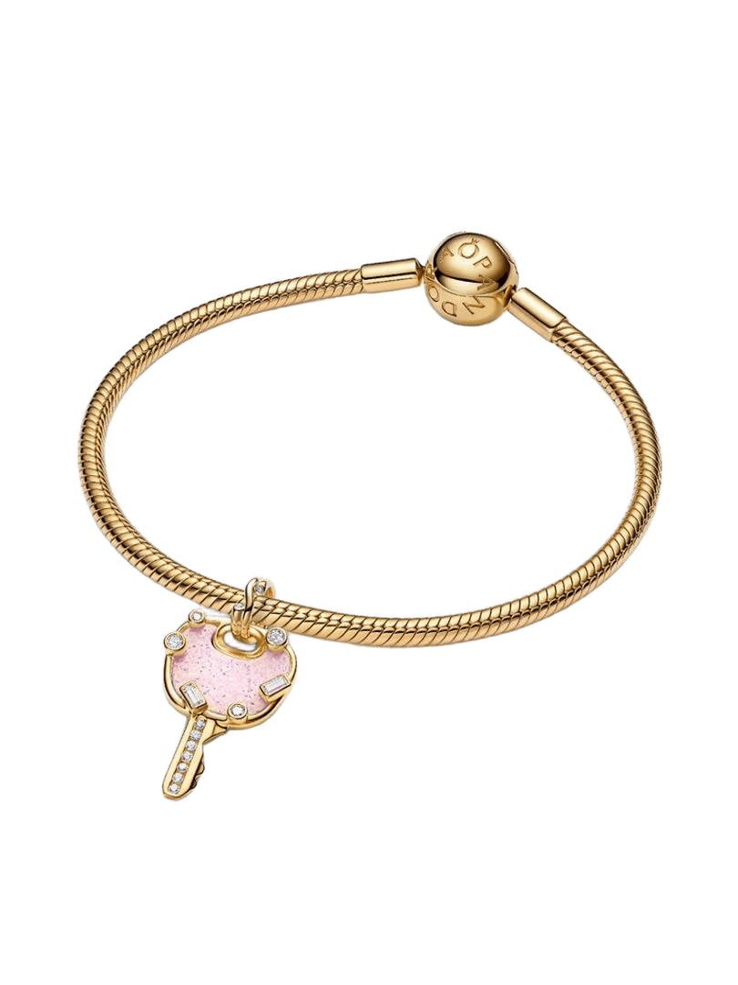 Charm Colgante Grande Llave Amor Rosa Opalescente