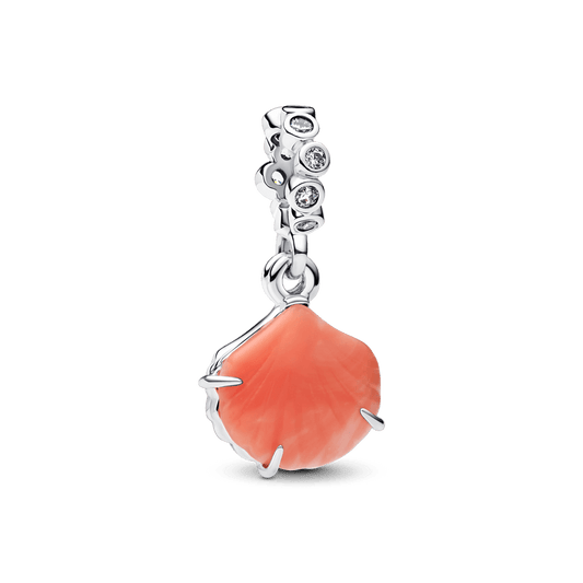 Charm Colgante Doble Concha Color Coral