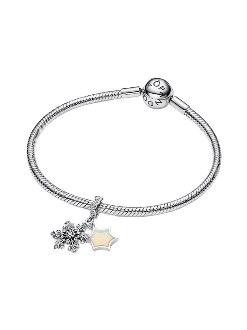 Charm Colgante Doble Copo de Nieve Opalescente