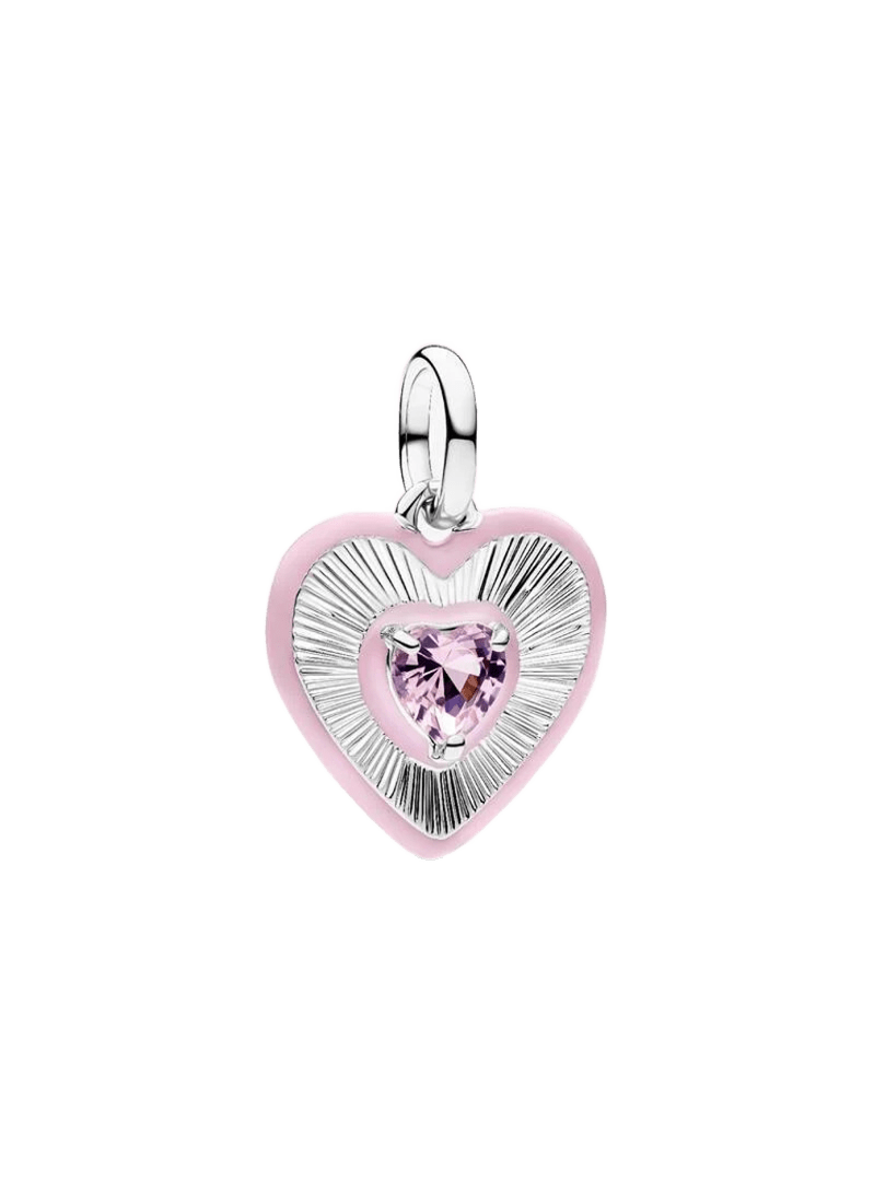 Charm Medallón Corazón Radiante Rosa