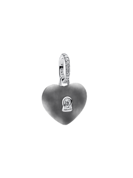 Charm Colgante Candado Corazón Cerámica Negro Mate