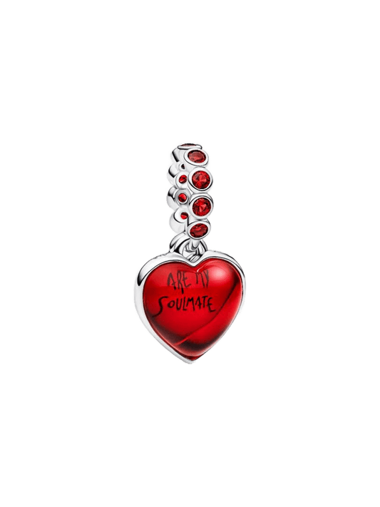 Charm Colgante Doble Corazón Cristal de Murano Rojo