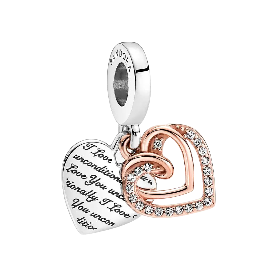 Charm Colgante Doble Corazones Entrelazados