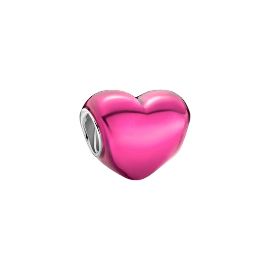 Charm Corazón Metálico Rosa