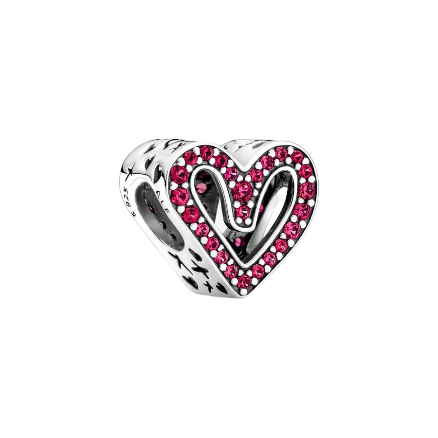 Charm Corazón Rojo A Mano Alzada Rubí Brillante