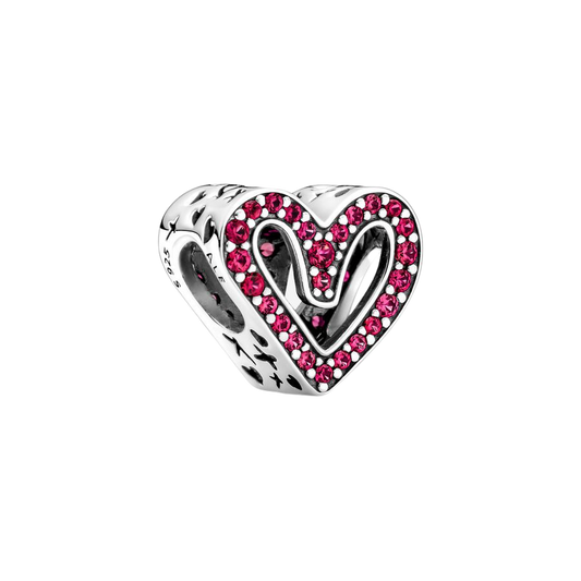 Charm Corazón Rojo A Mano Alzada Rubí Brillante