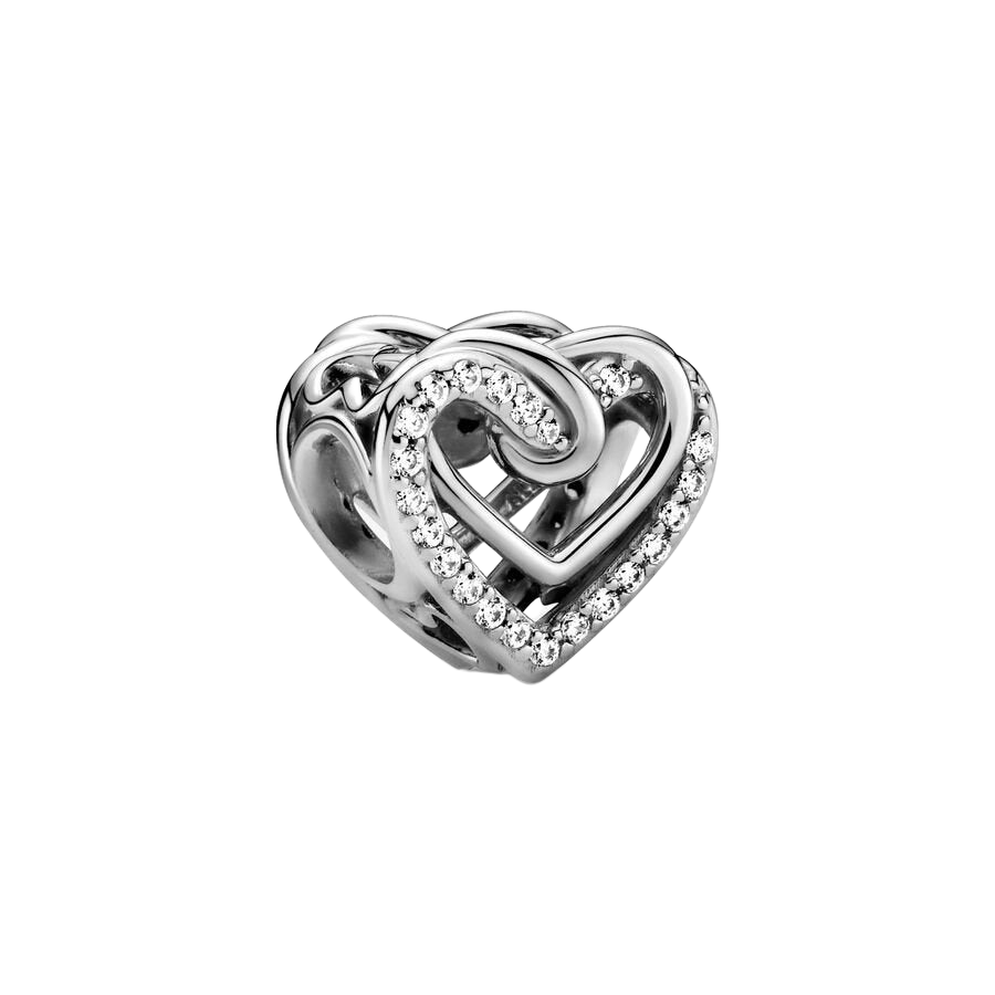 Charm en plata de ley Corazones Brillantes Entrelazados