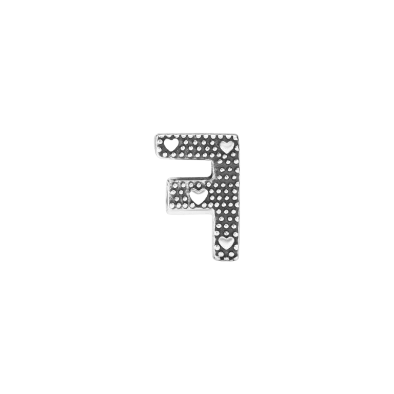 Charm en plata de ley Letra F