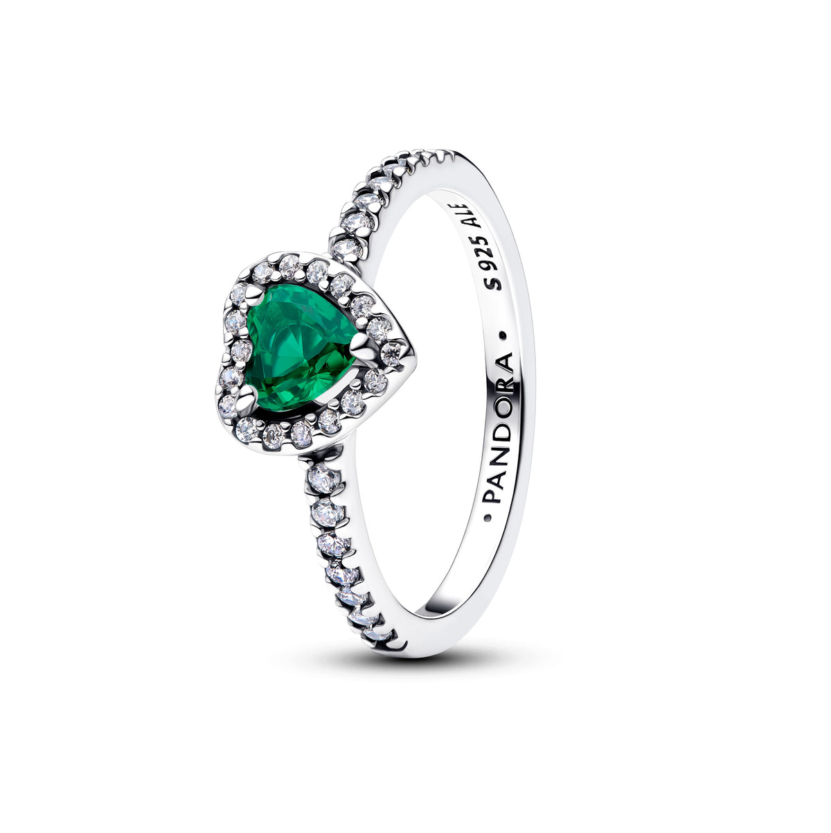Anillo Corazón Elevado Verde - vista 2