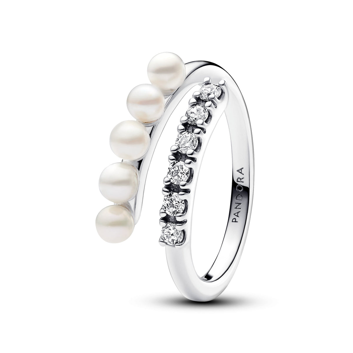 Anillo Abierto Perlas y Pavé
