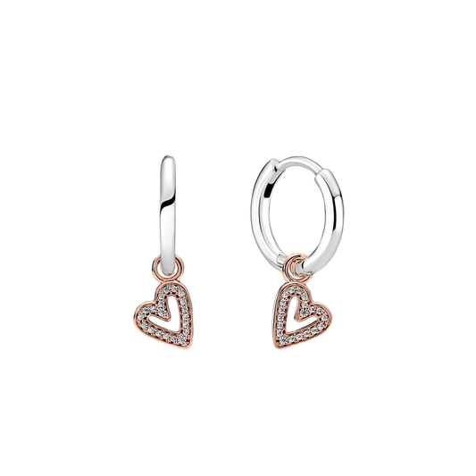 Pendientes de Aro Corazón A Mano Alzada Brillante