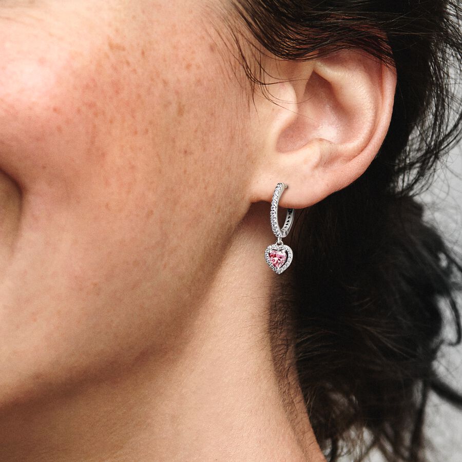 Pendientes de Aro Corazón Halo Brillante