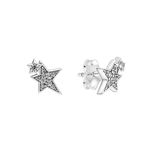 Pendientes de botón Estrellas Asimétricas Brillantes