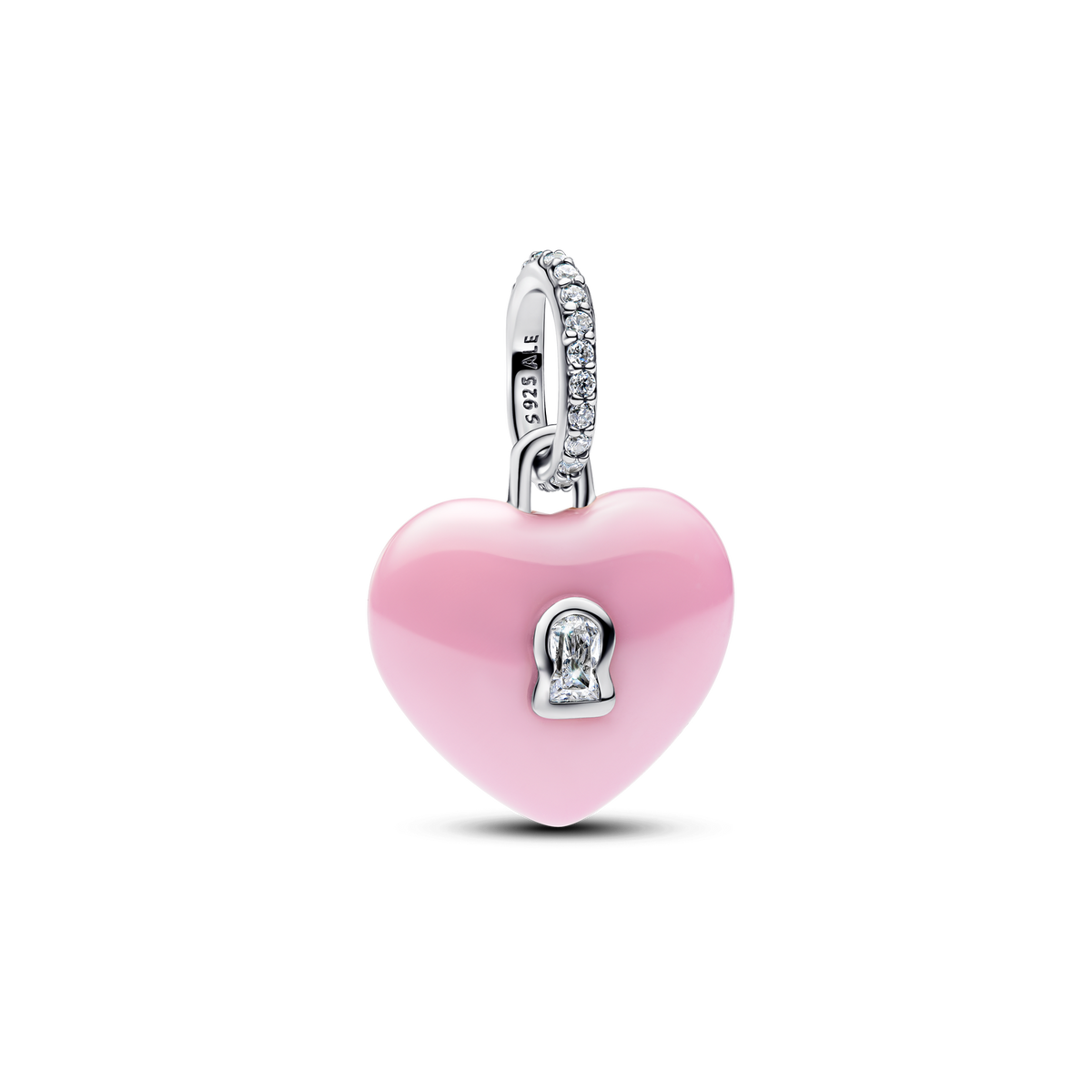 Charm Colgante Candado Corazón Cerámica Rosa - vista 1