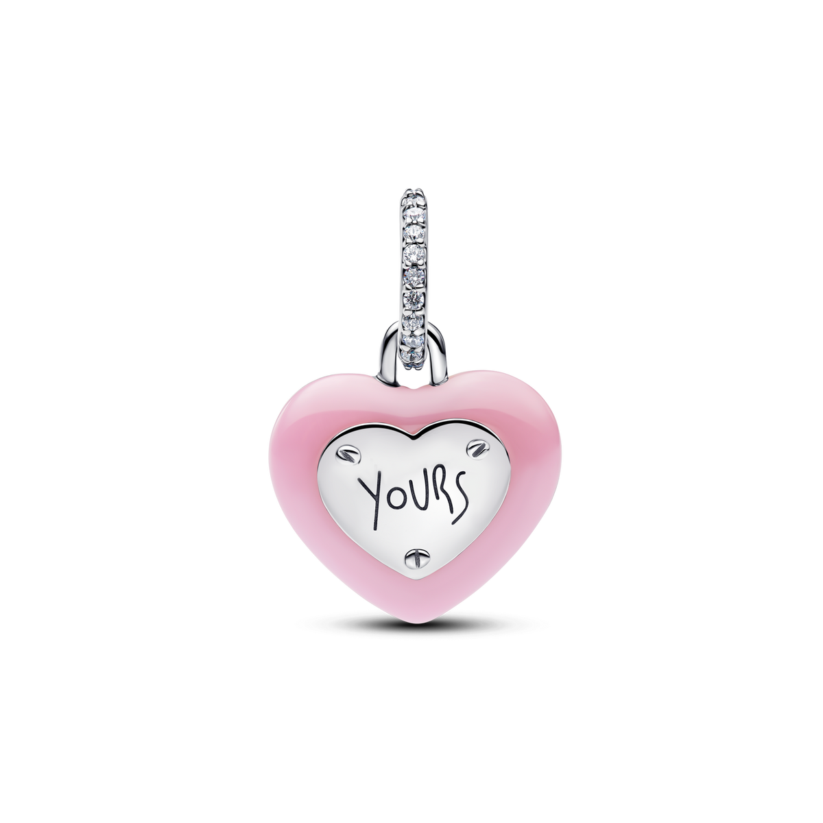 Charm Colgante Candado Corazón Cerámica Rosa - vista 2