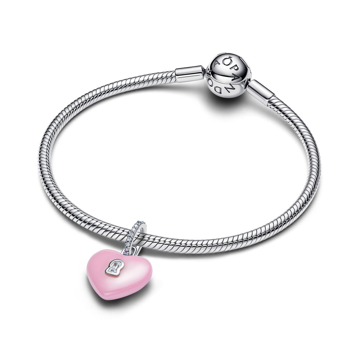 Charm Colgante Candado Corazón Cerámica Rosa - vista 3