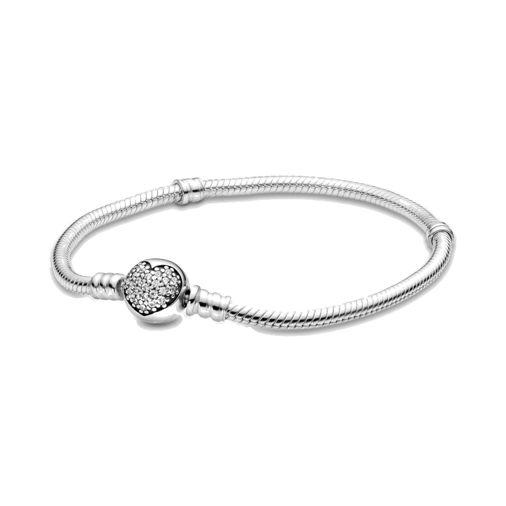 Brazalete con cierre de corazon en circonitas — vista 1, fondo transparente