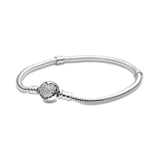 Brazalete con cierre de corazon en circonitas — vista 1, fondo transparente