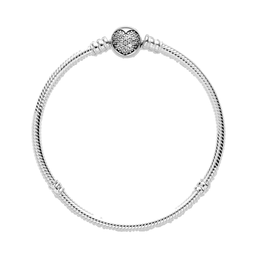 Brazalete con cierre de corazon en circonitas — vista 3, fondo transparente