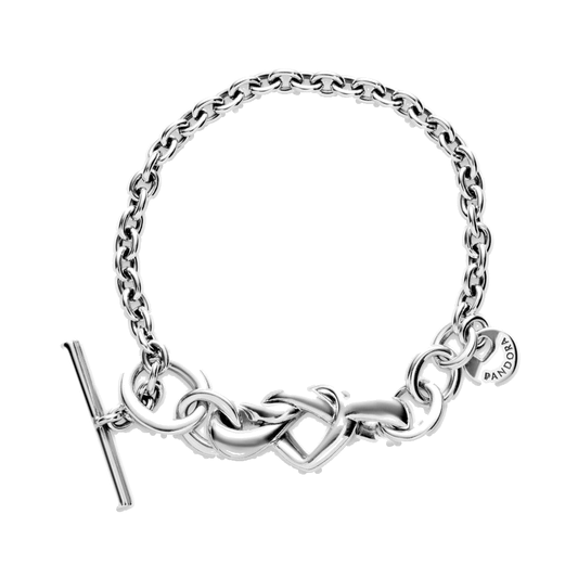 Pulsera en plata de ley Corazones Anudados — vista 1, fondo transparente