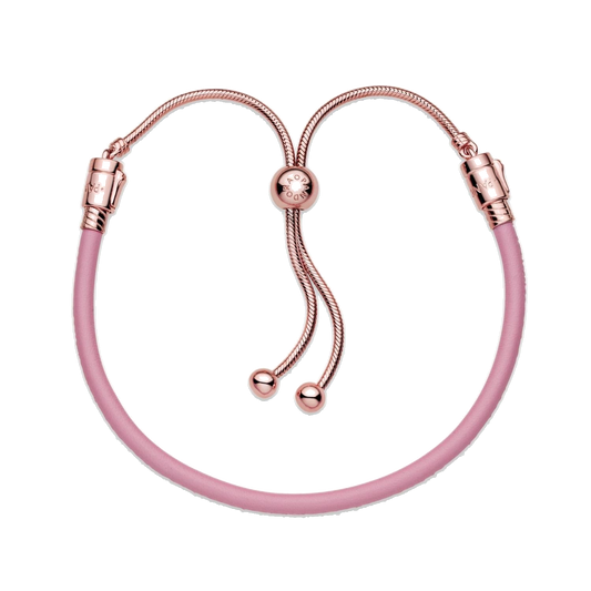 PULSERA EN CUERO ROSA CON CIERRE DESLIZANTE — vista 1, fondo transparente