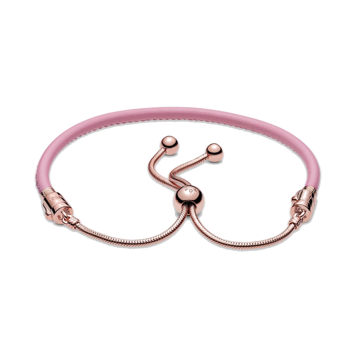 PULSERA EN CUERO ROSA CON CIERRE DESLIZANTE — vista 2, fondo transparente