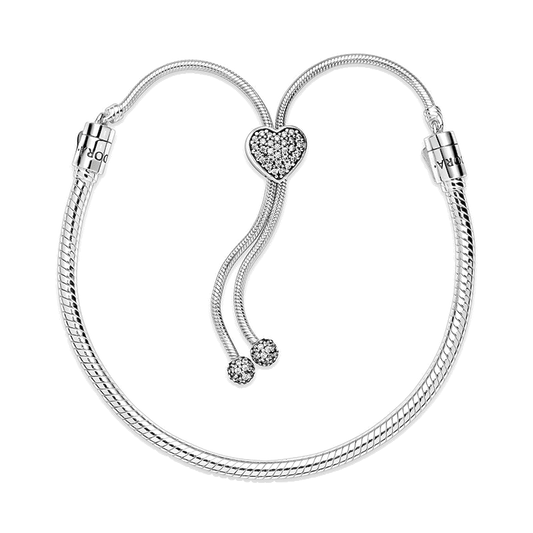 Pulsera Standard Moments Corazón en Pavé y cadena cola de ratón — vista 1, fondo transparente