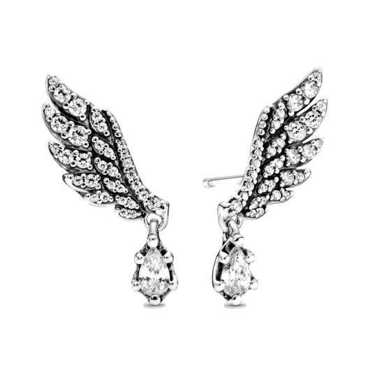 Pendientes de Botón Alas de Ángel Colgantes — 1