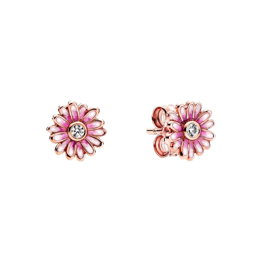 Pendientes de Botón Margarita Rosa — 1