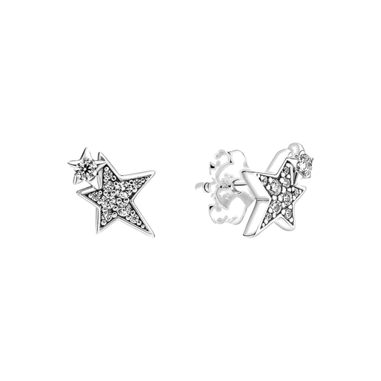 Pendientes de botón Estrellas Asimétricas Brillantes — 1