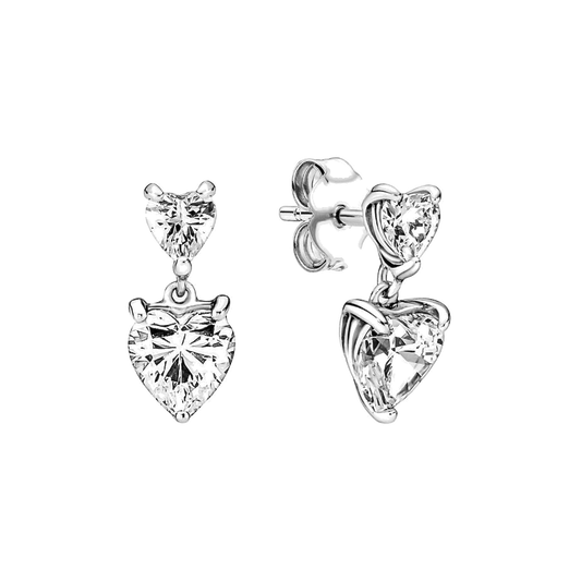 Pendientes de Botón Doble Corazón Brillante — 1