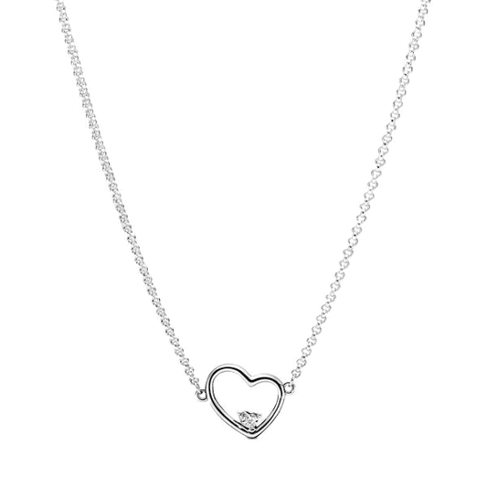 Collar en plata de primera ley Corazón de Amor Asimétrico — 1