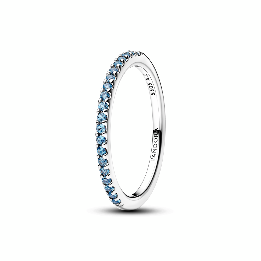 Anillo Media Eternidad Aguamarina Brillante Pandora - vista 1