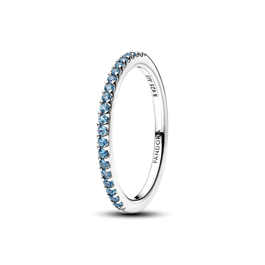 Anillo Media Eternidad Aguamarina Brillante Pandora - vista 1